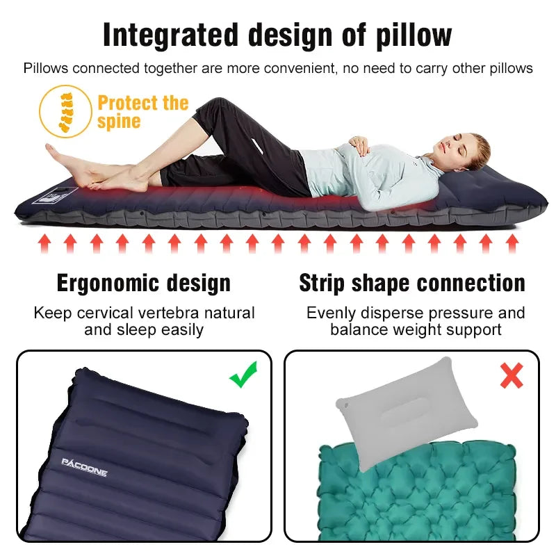 Outdoor Thicken Camping Mattress Ultralight Self-Inflating Air Mattress Built-In Inflator Pump for Travel Hiking Fishing