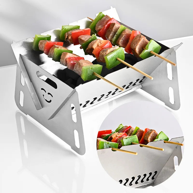 Portable Folding Stainless Steel BBQ Grill