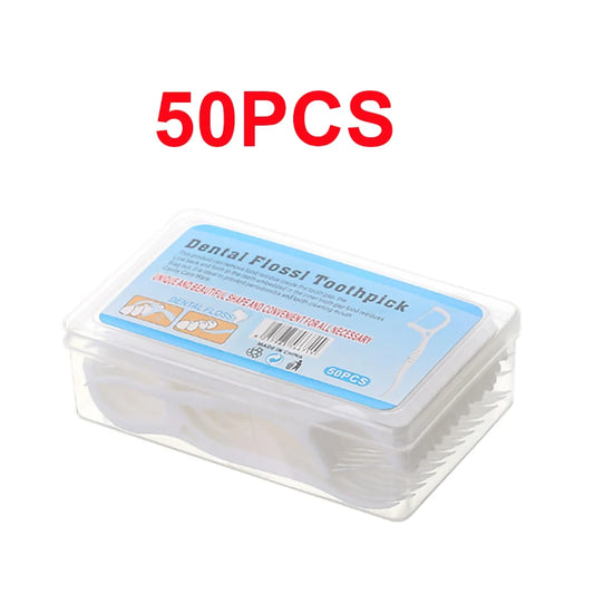 50/100Pcs Dental Floss Flosser Picks Toothpicks Teeth Stick Tooth Cleaning Interdental Brush Dental Floss Pick Oral Hygiene Care