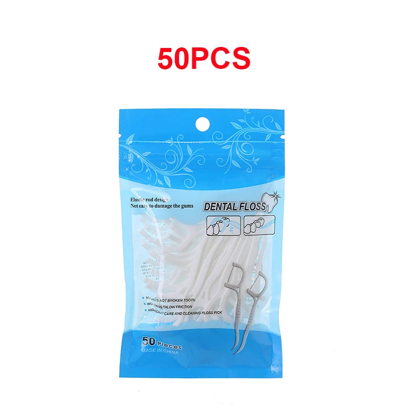 50/100Pcs Dental Floss Flosser Picks Toothpicks Teeth Stick Tooth Cleaning Interdental Brush Dental Floss Pick Oral Hygiene Care