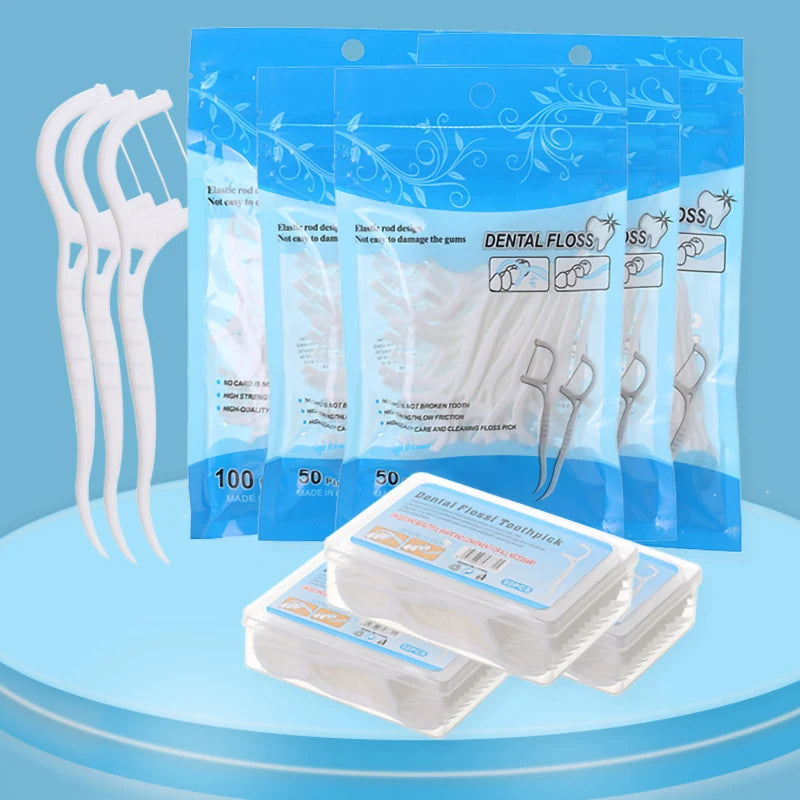 50/100Pcs Dental Floss Flosser Picks Toothpicks Teeth Stick Tooth Cleaning Interdental Brush Dental Floss Pick Oral Hygiene Care