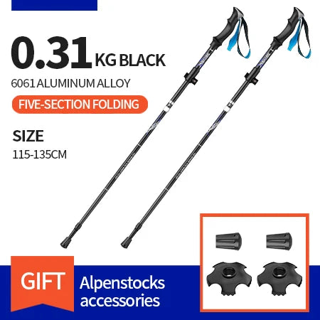  Foldable Trekking Poles – Ultralight Aluminum Walking Sticks