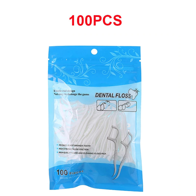 50/100Pcs Dental Floss Flosser Picks Toothpicks Teeth Stick Tooth Cleaning Interdental Brush Dental Floss Pick Oral Hygiene Care