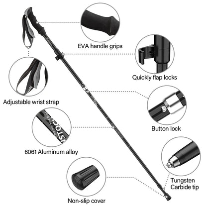  Foldable Trekking Poles – Ultralight Aluminum Walking Sticks