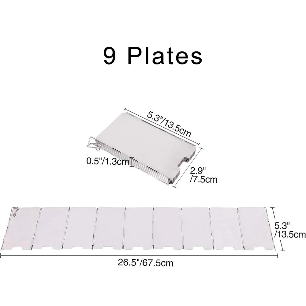 Folding Camping Stove Windshield – 9/12 Plates