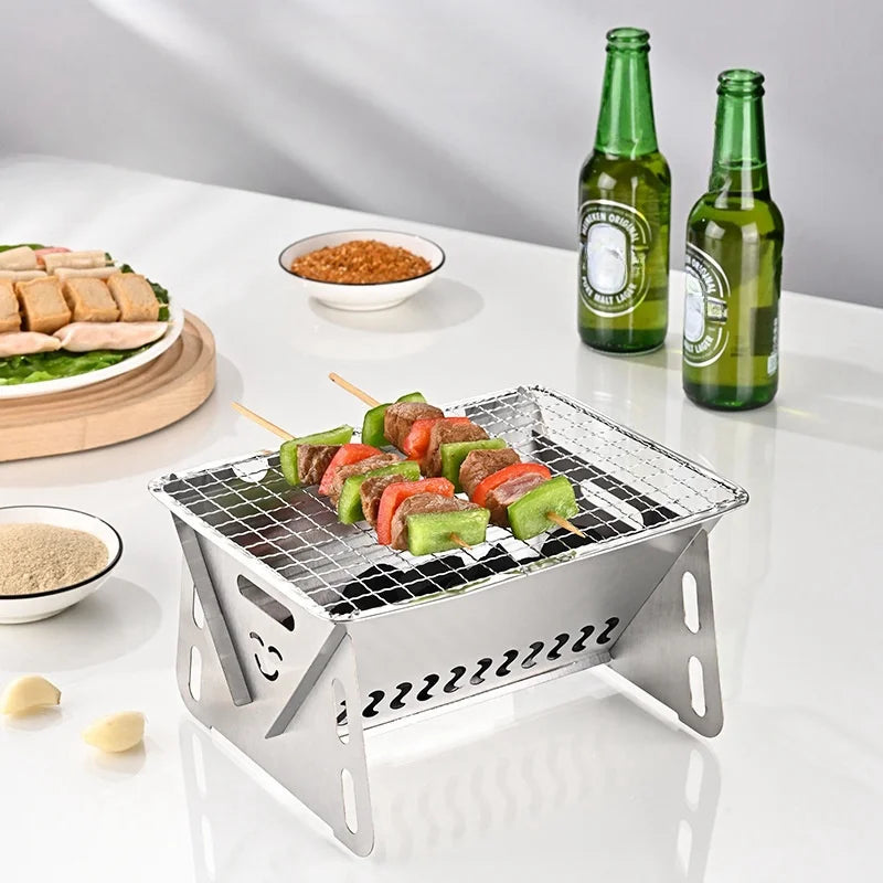 Portable Folding Stainless Steel BBQ Grill