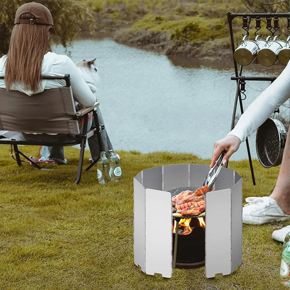 Folding Camping Stove Windshield – 9/12 Plates