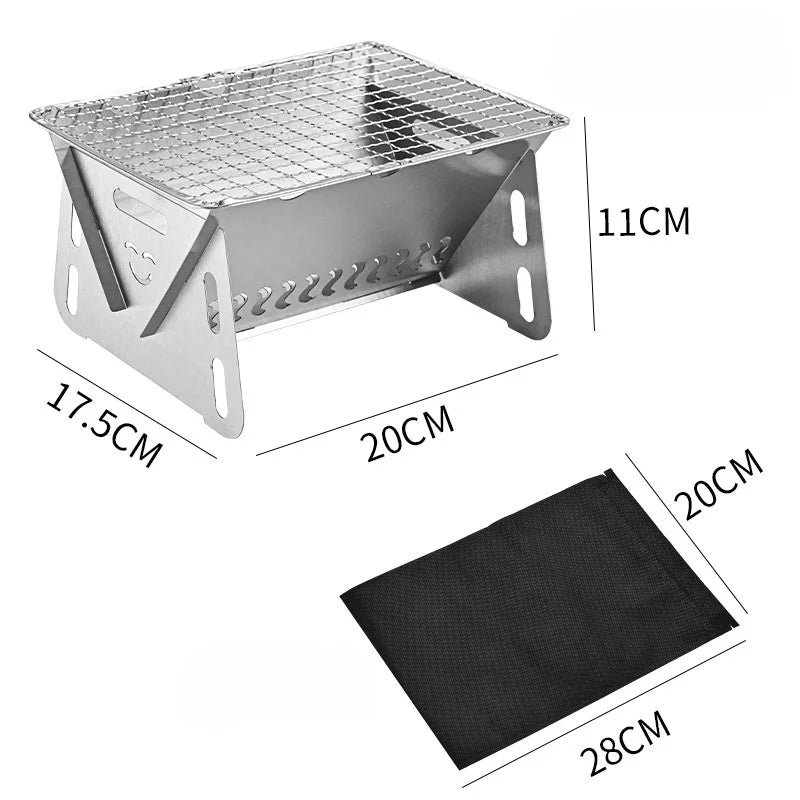 Portable Folding Stainless Steel BBQ Grill