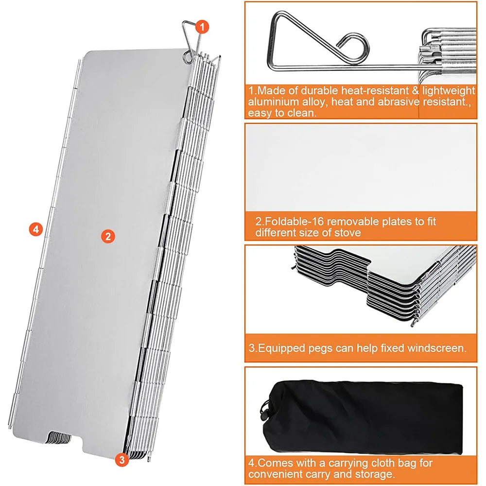Folding Camping Stove Windshield – 9/12 Plates