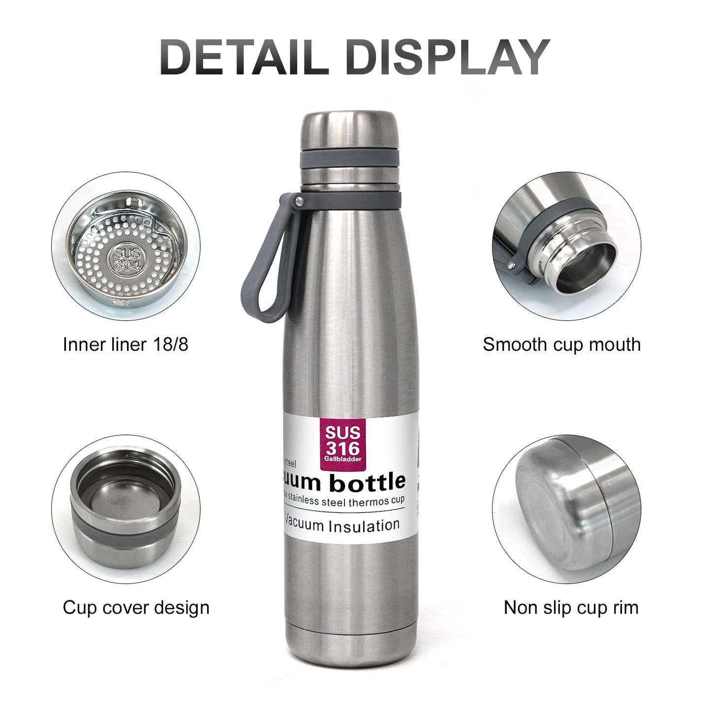 Insulated Stainless Steel Thermos Bottle – Large Capacity Travel Flask