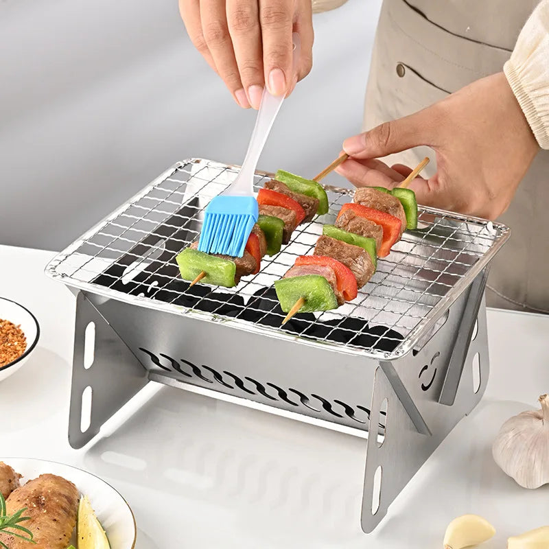 Portable Folding Stainless Steel BBQ Grill