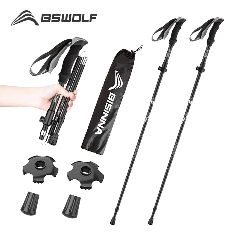  Foldable Trekking Poles – Ultralight Aluminum Walking Sticks